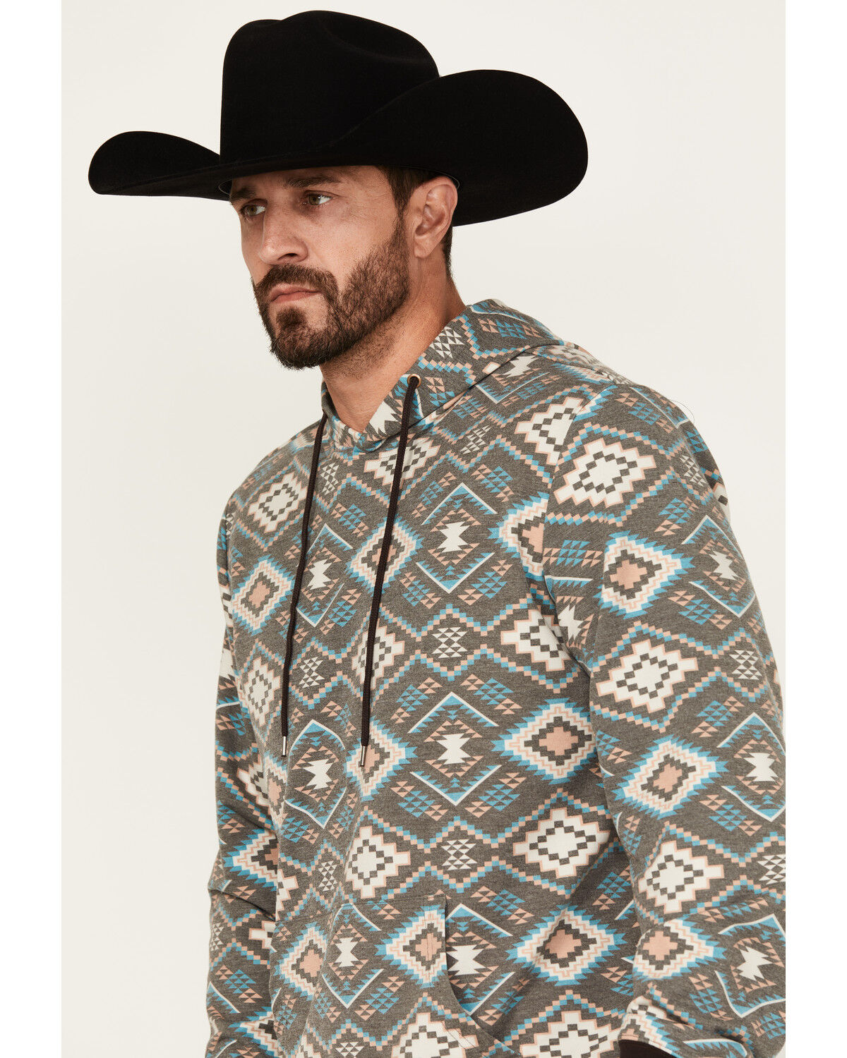 Rock & Roll Denim Men's Southwestern Print Hooded Sweatshirt