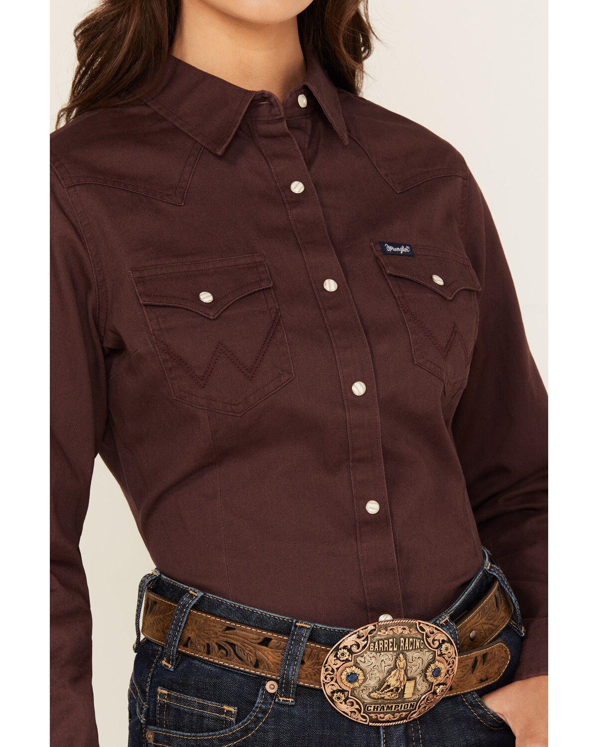 Wrangler Retro Women's Solid Long Sleeve Snap Western Shirt