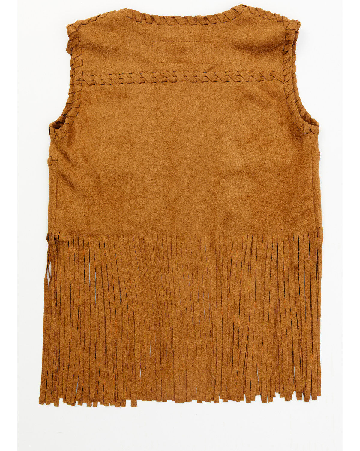 Fornia Toddler-Girls' Camel Whipstitch Fringe Faux-Suede Vest