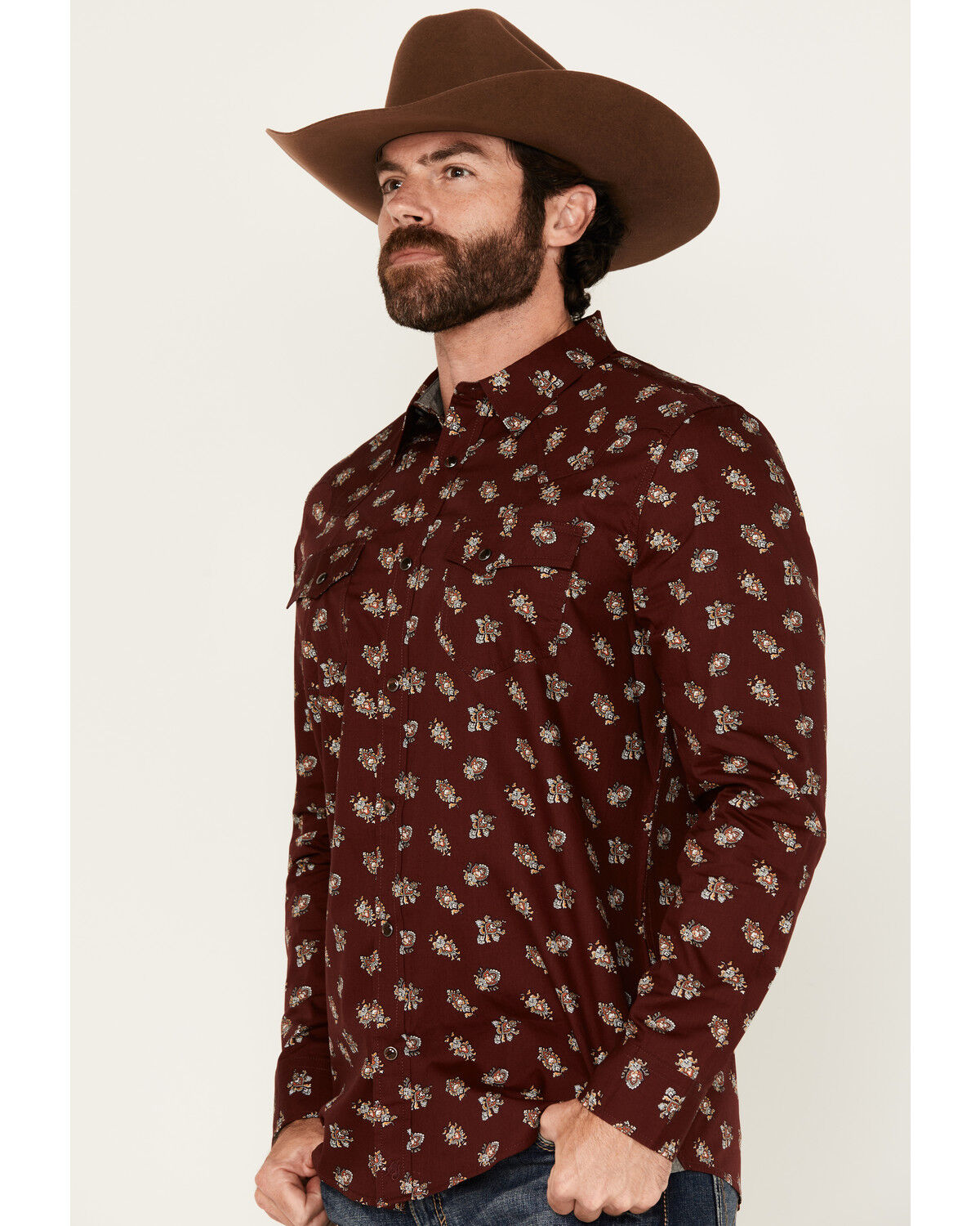 Moonshine Spirit Men's Nightmare Paisley Print Long Sleeve Snap Western Shirt