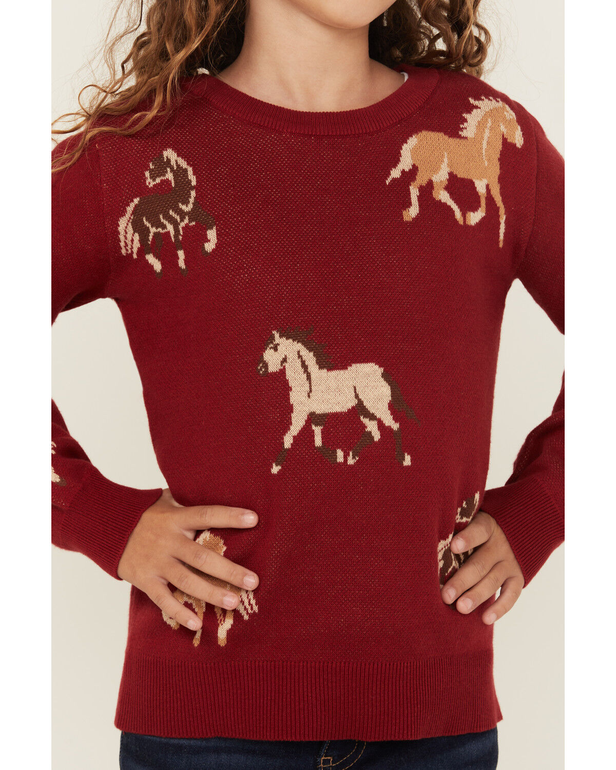 Cotton & Rye Girls' Horse Print Sweater