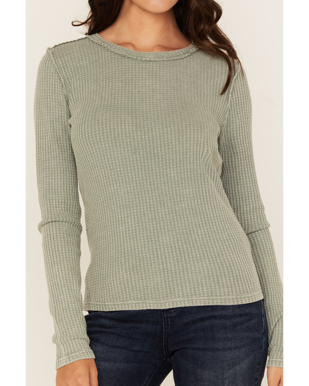 White Crow Women's Solid Long Sleeve Waffle Knit Shirt