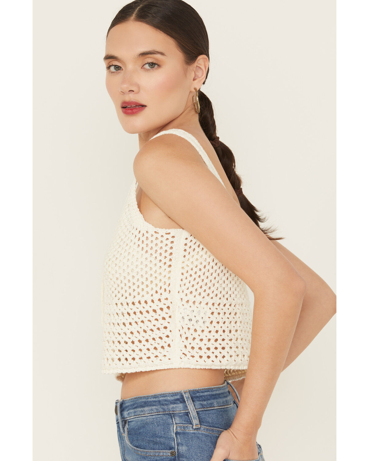 Idyllwind Women's Rockwall Open Weave Cropped Sweater Tank