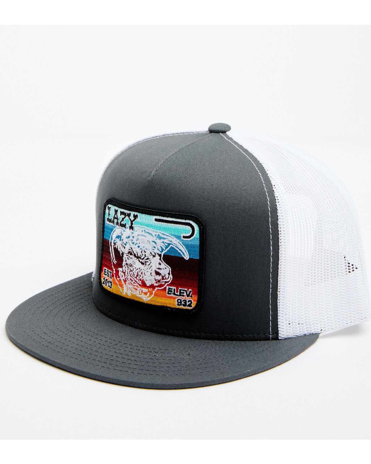 Lazy J Ranch Men's Gray & White Serape Cow Patch Mesh-Back Ball Cap