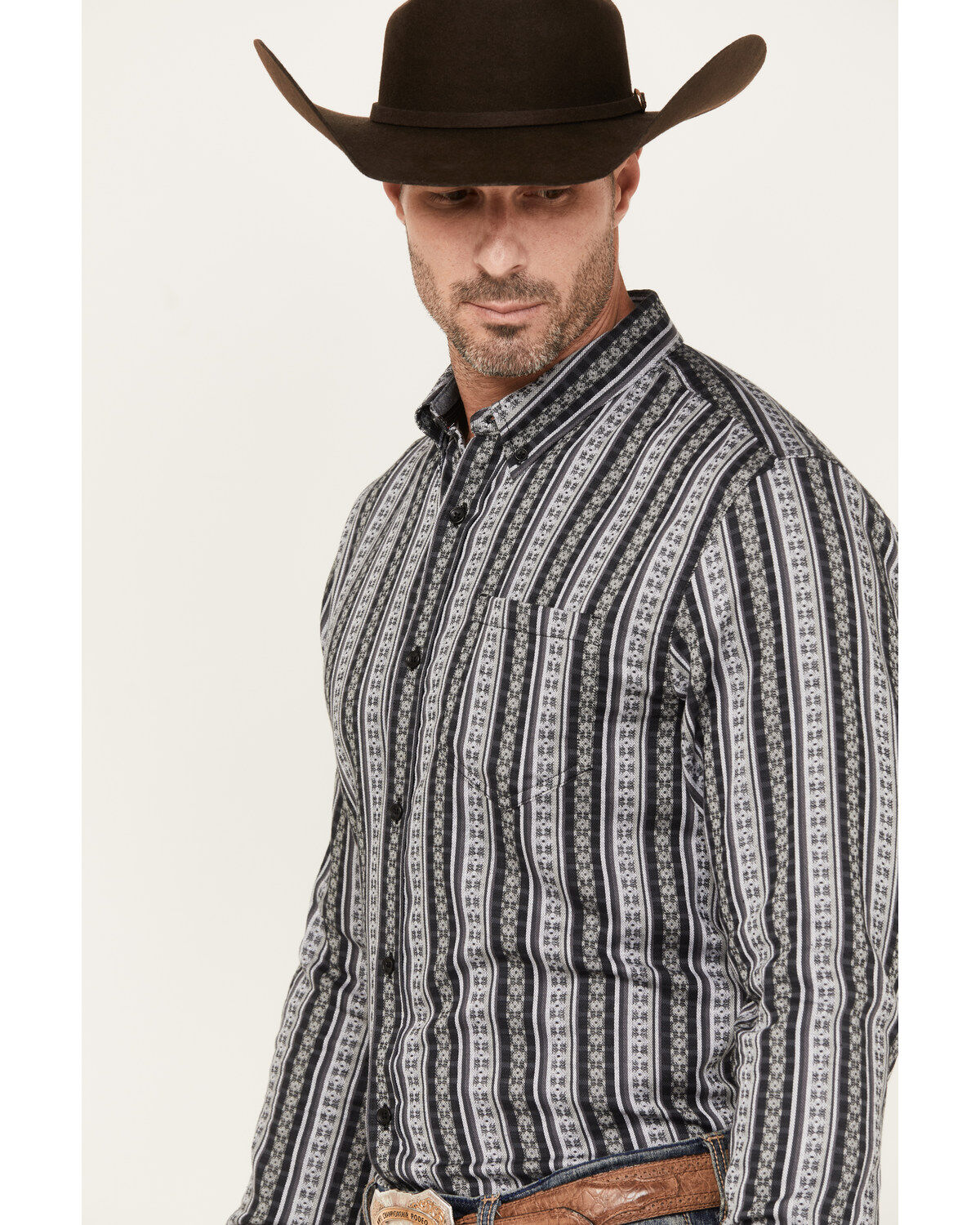 Cody James Men's Wiltern Striped Long Sleeve Button-Down Stretch Western Shirt