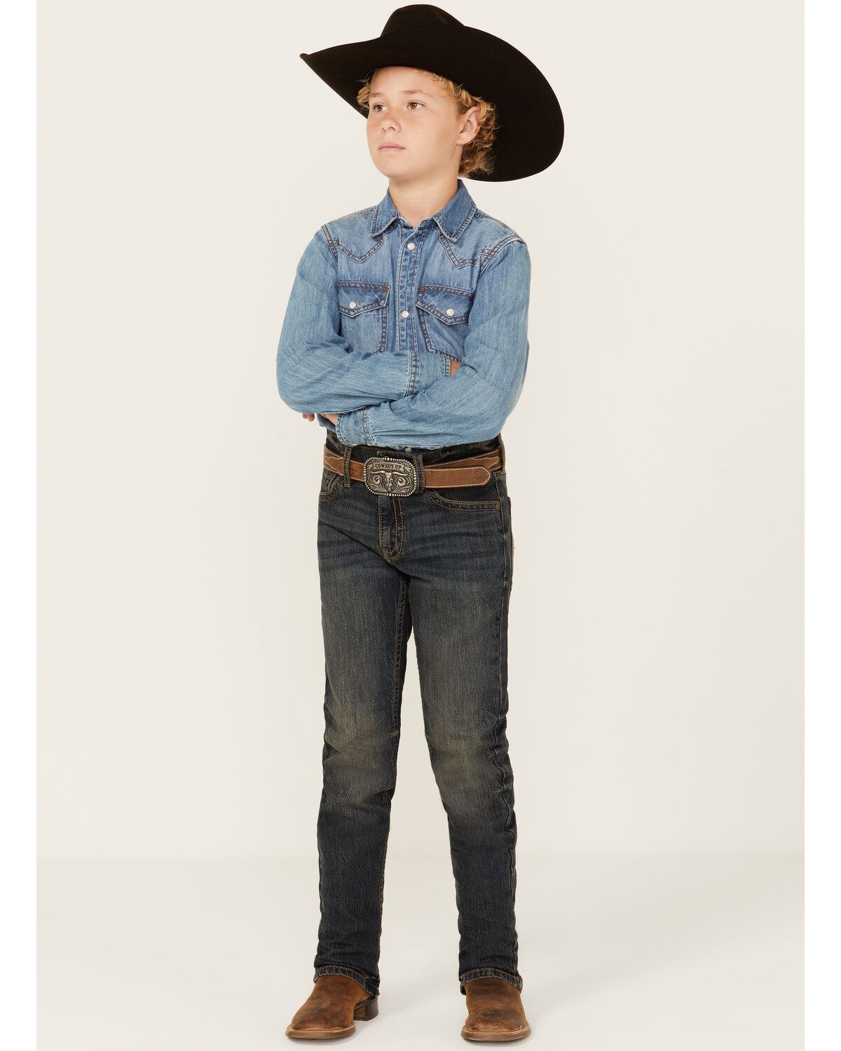 Cody James Boys' Barn Sour Dark Wash Slim Stretch Straight Jeans
