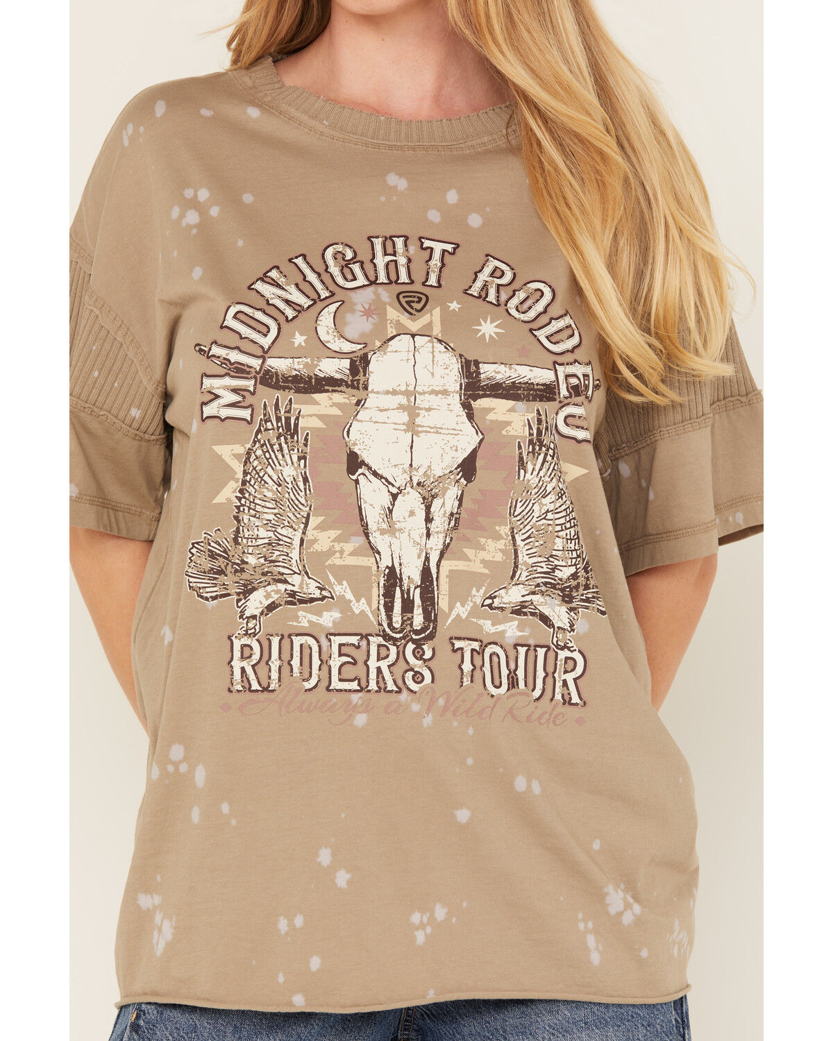 Rock & Roll Denim Women's Midnight Rodeo Steer Short Sleeve Graphic Tee