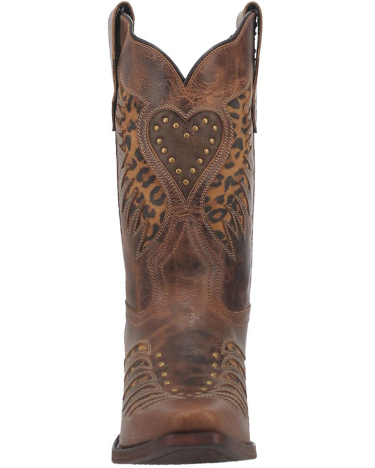 Laredo Women's Stella Leopard Print Inlay Studded Western Boots - Snip Toe