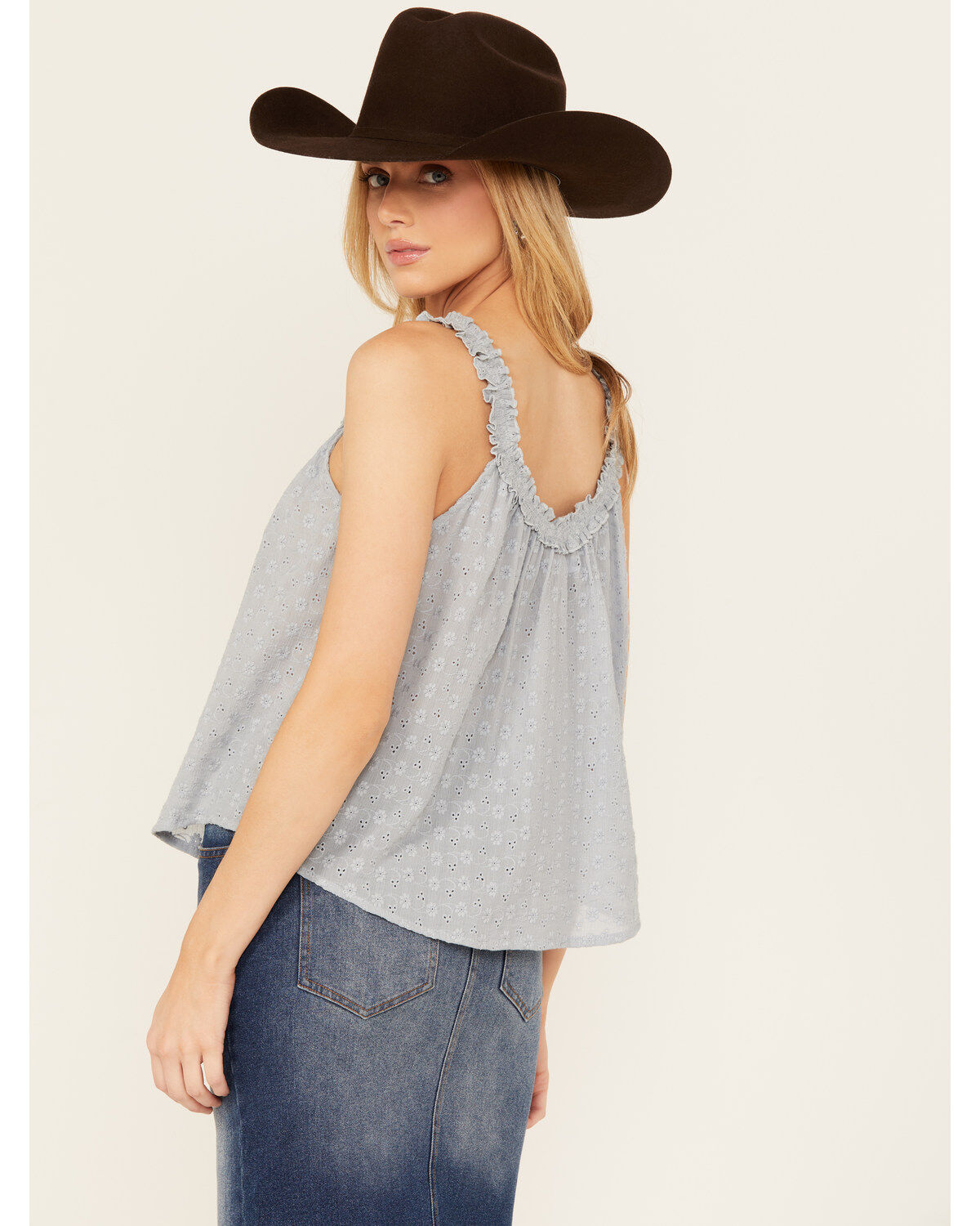 Eyeshadow Women's Eyelet V Neck Tank