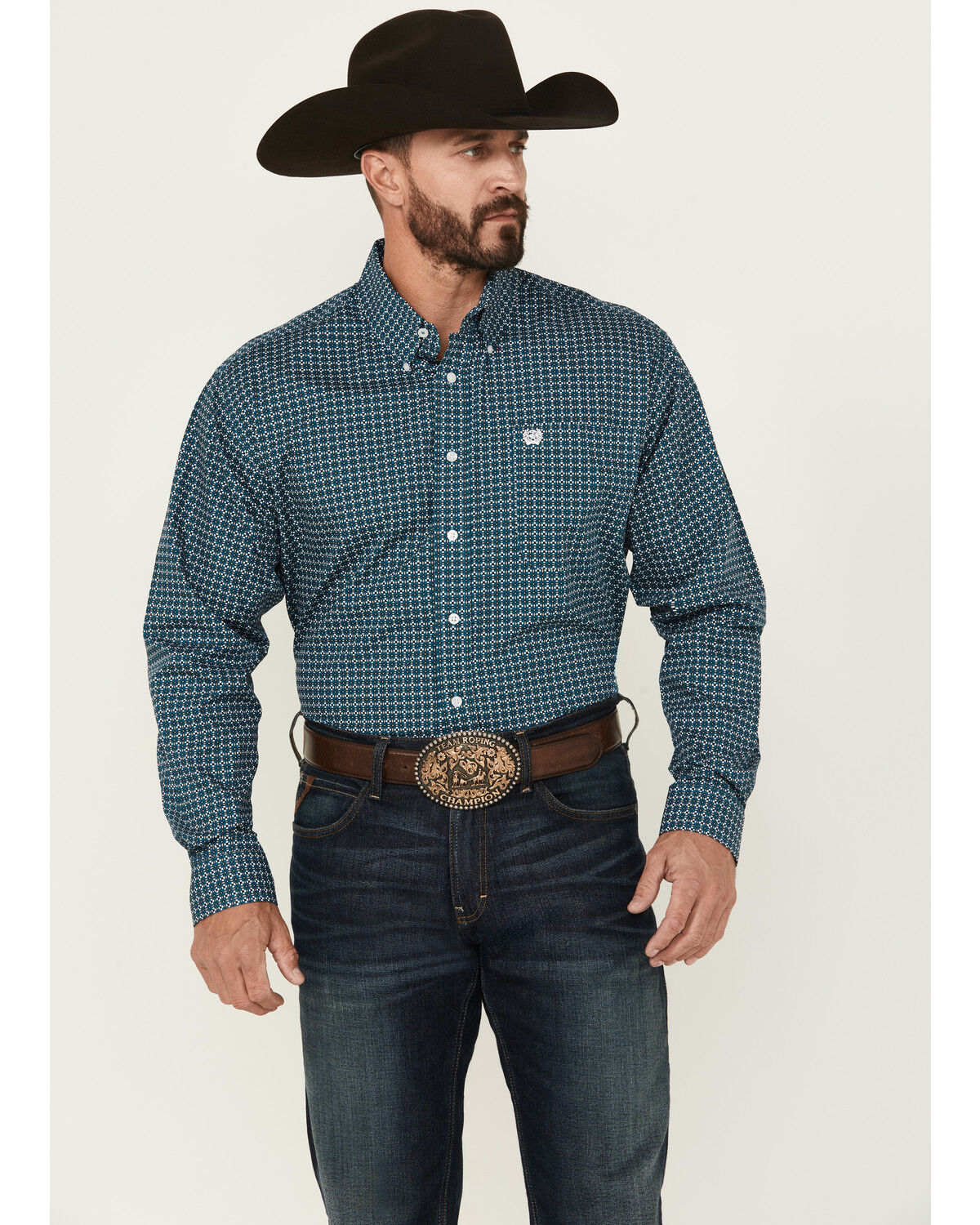 Cinch Men's Geo Print Long Sleeve Button-Down Western Shirt
