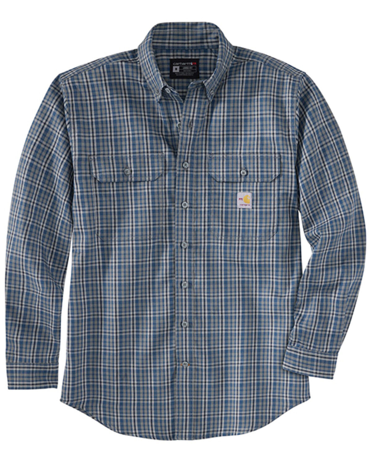 Carhartt Men's FR Force&reg; Rugged FleX&trade; Loose Fit Plaid Print Long Sleeve Button-Down Western Work Shirt