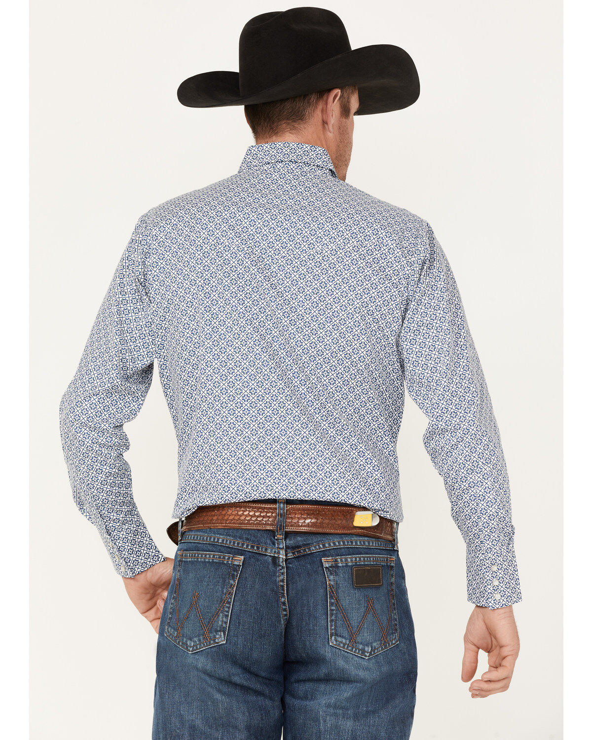 Ely Walker Men's Geo Print Long Sleeve Pearl Snap Western Shirt