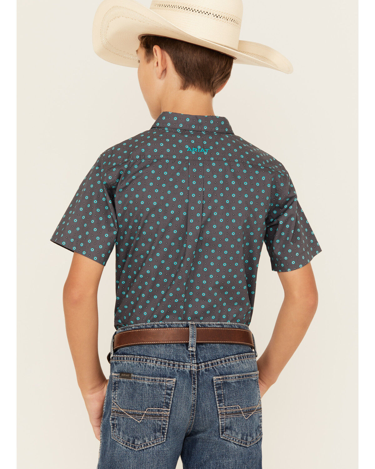 Ariat Boys' Geo Print Short Sleeve Button-Down Western Shirt