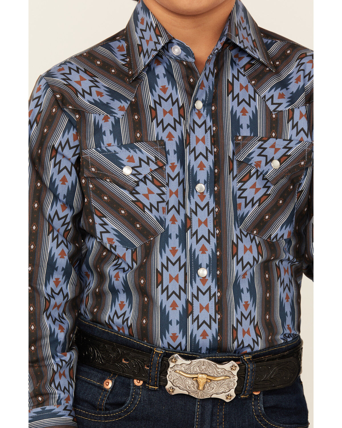 Ely Walker Boys' Southwestern Print Long Sleeve Snap Western Shirt