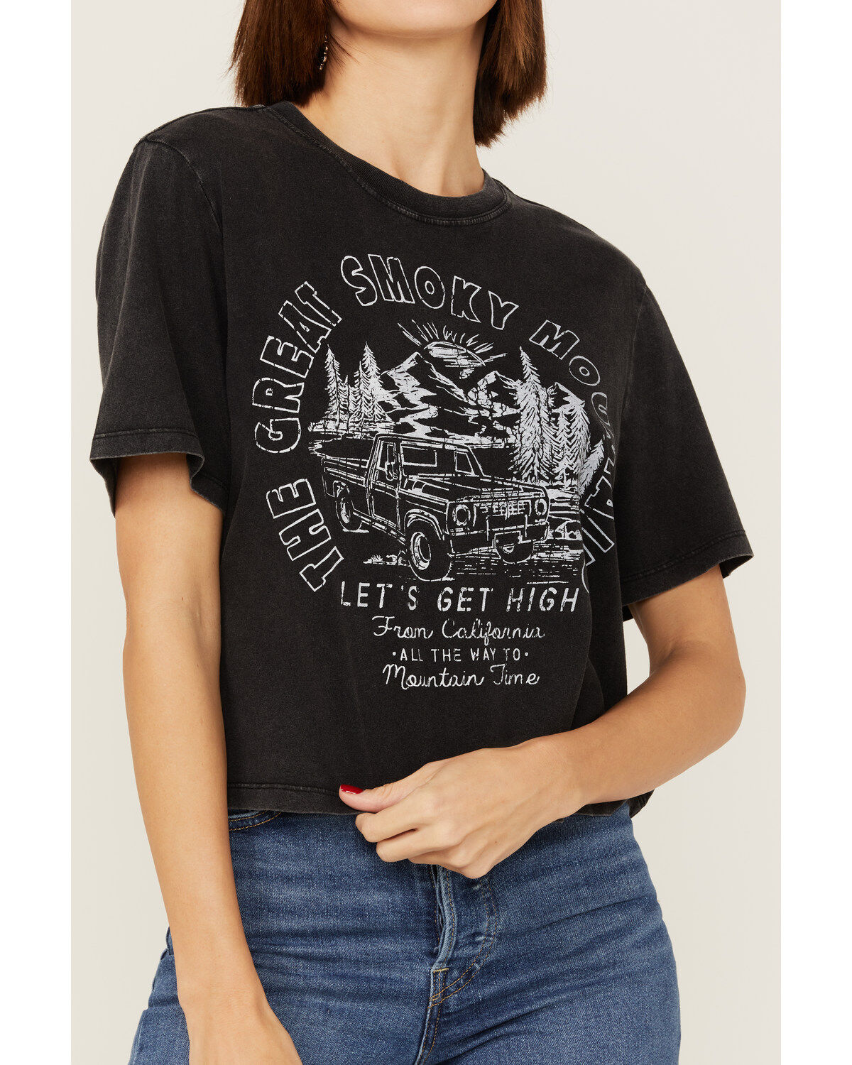 Cleo + Wolf Women's Great Smoky Mountains Graphic Boxy Crop Tee