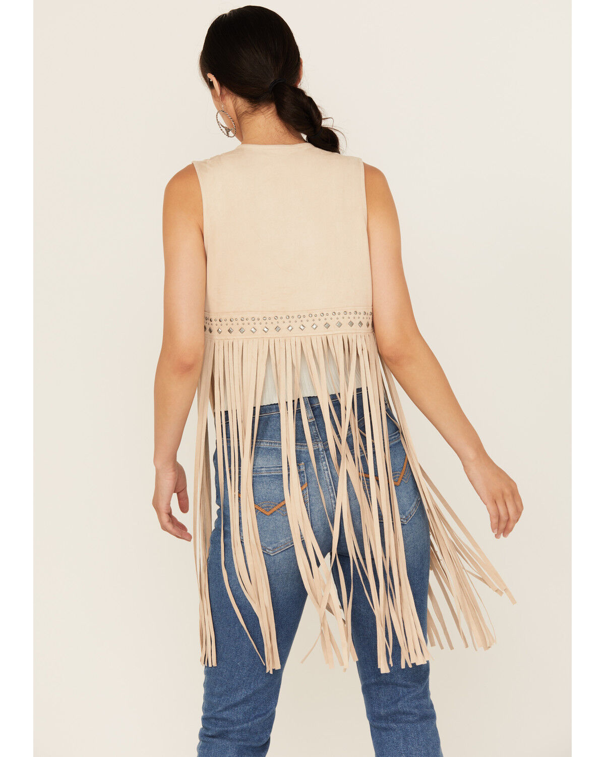Idyllwind Women's Walnut Studded Fringe Faux Suede Vest