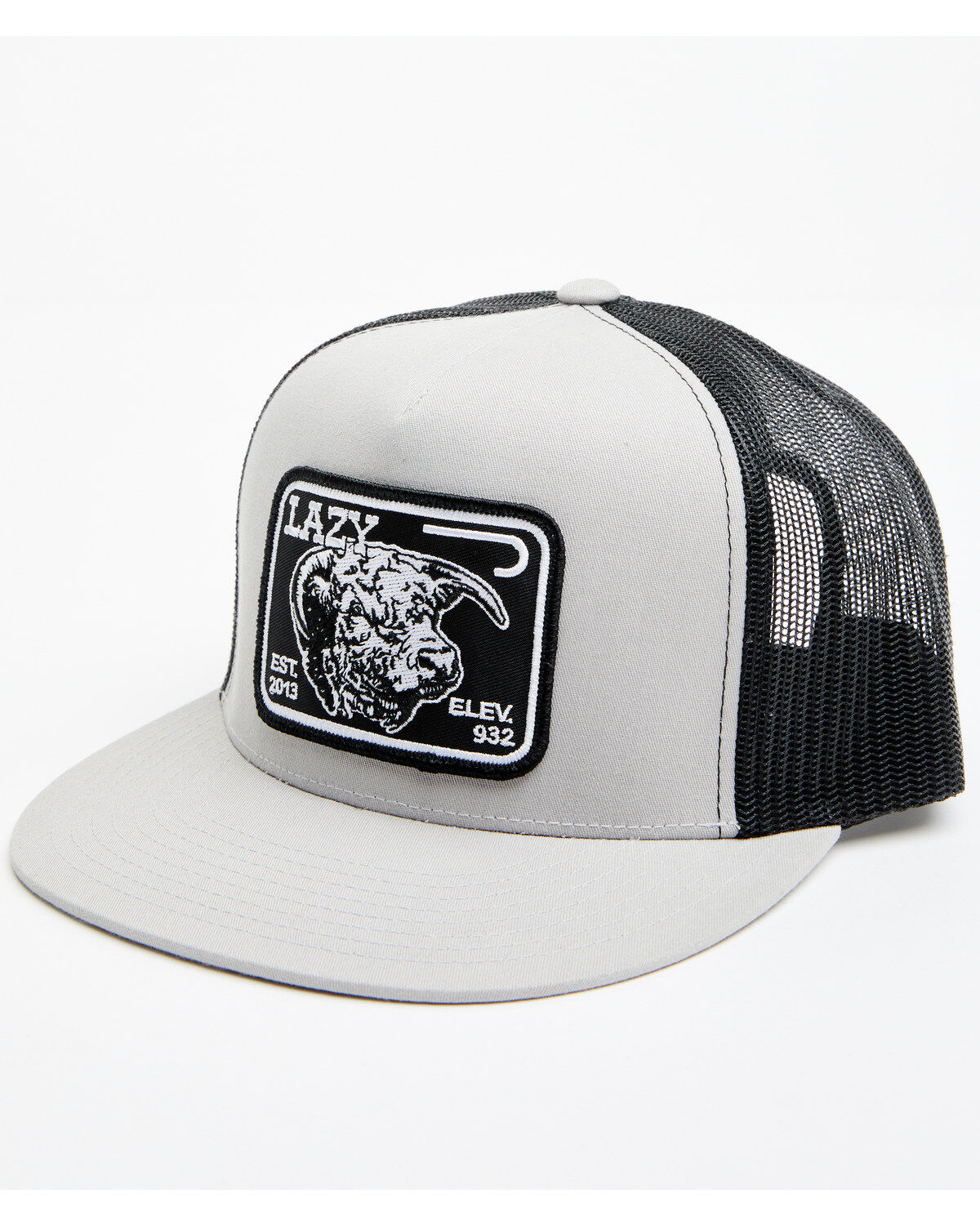 Lazy J Ranch Men's Black Elevation Cowhead Logo Patch Mesh-Back Ball Cap