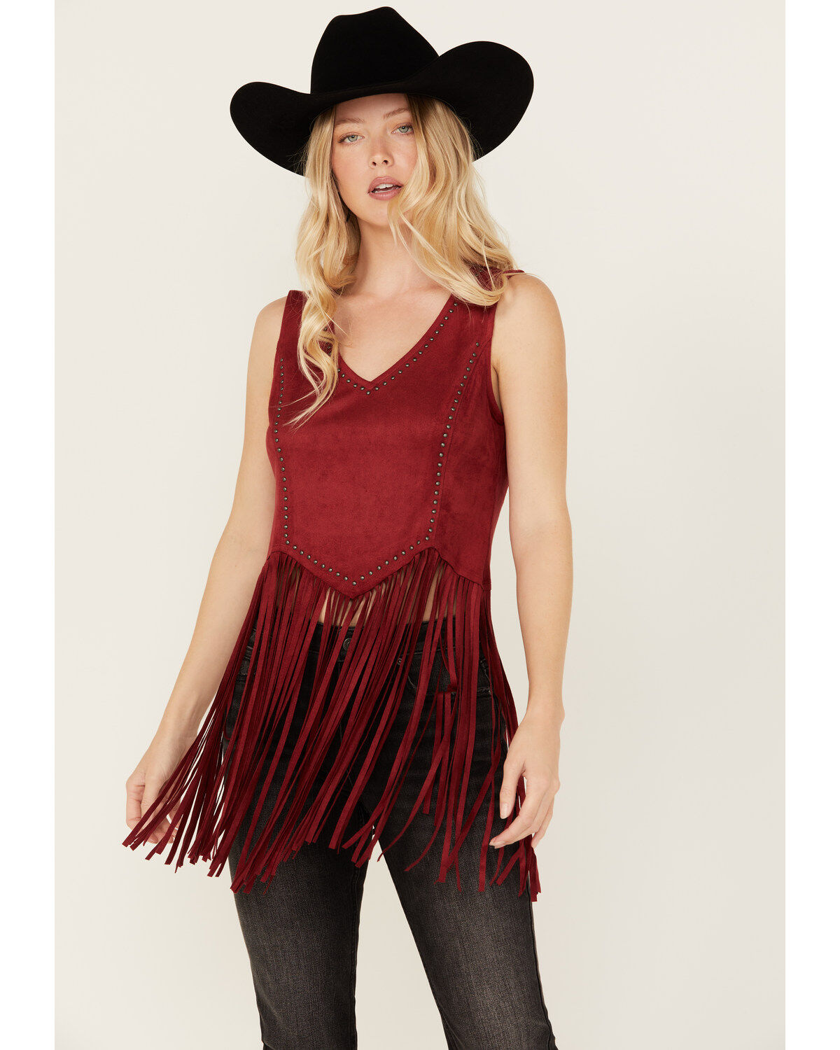 Idyllwind Women's Monticello Fringe Faux Suede Studded Tank