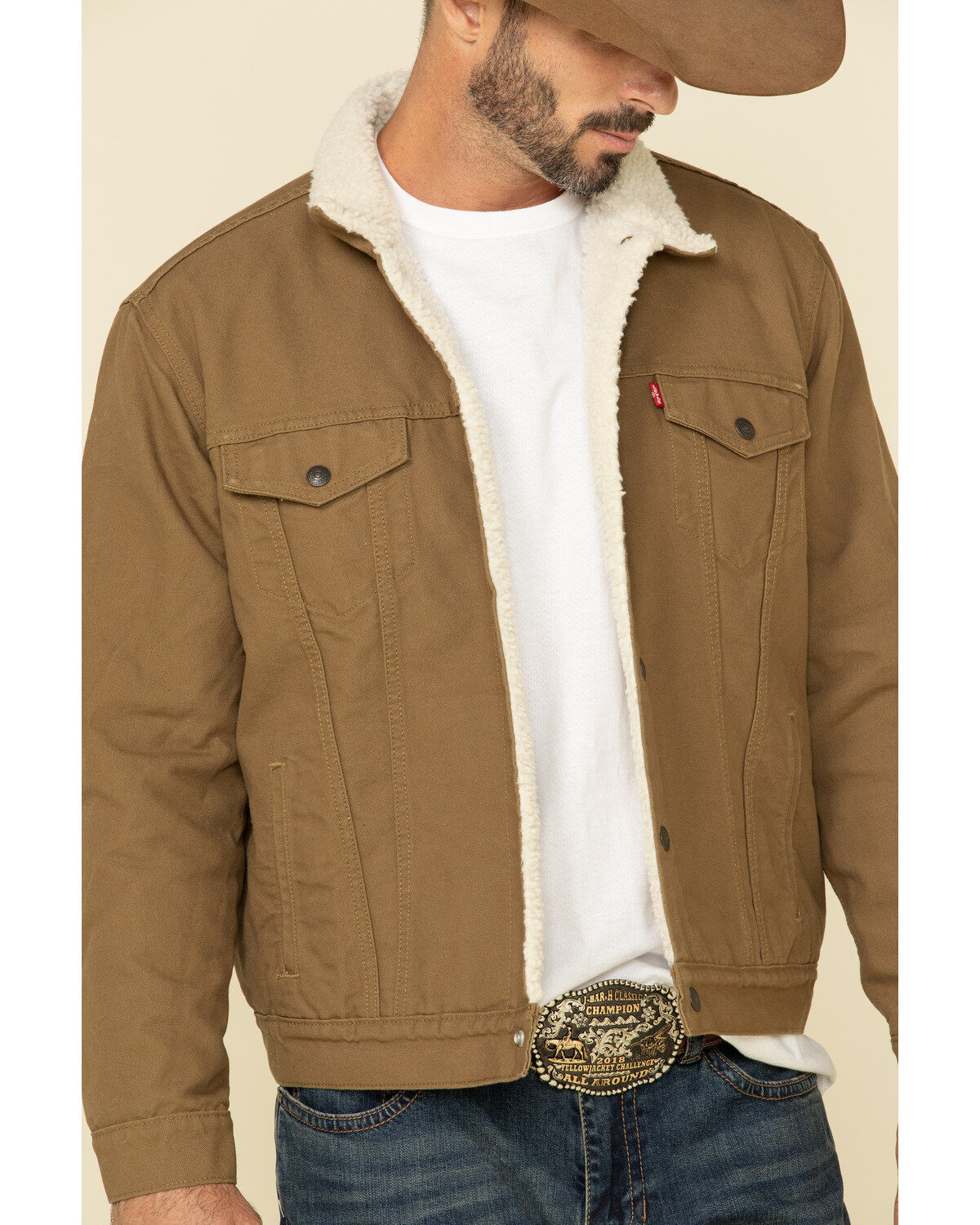 Levi's Men's Tan Sherpa Lined Trucker Jacket