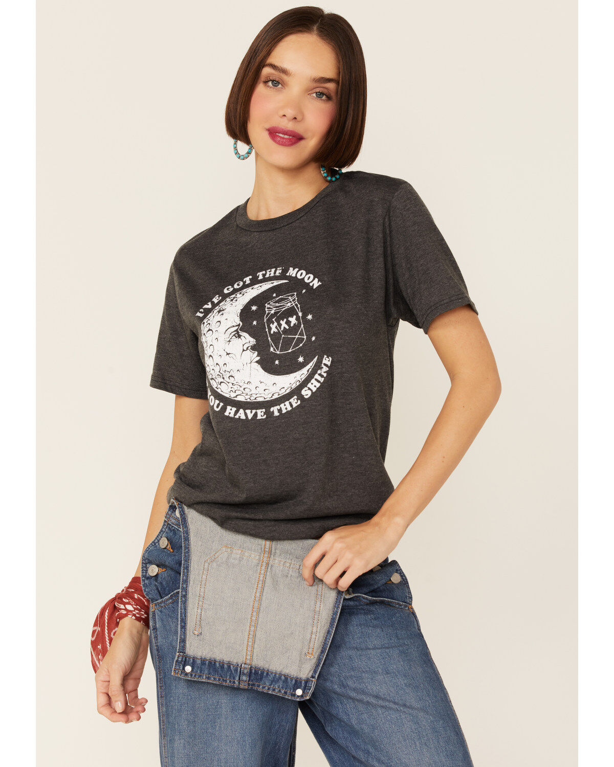 American Highway Women's Short Sleeve Charcoal Gray We Got the Moon if You Have the Shine T-Shirt