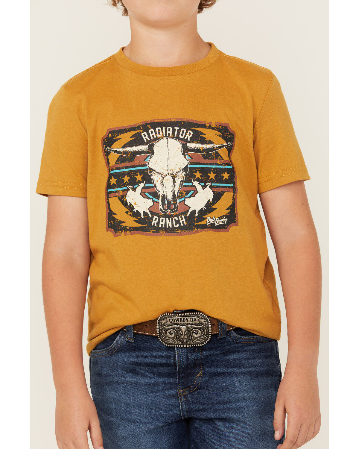 Rock & Roll Denim Boys' Dale Brisby Steer Head Short Sleeve Graphic T-Shirt