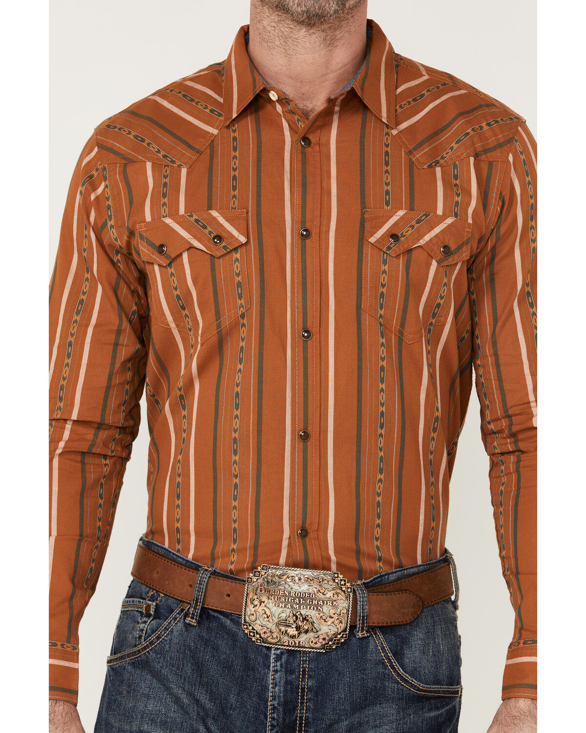 Cody James Men's Smokehouse Southwestern Stripe Long Sleeve Snap Western Shirt