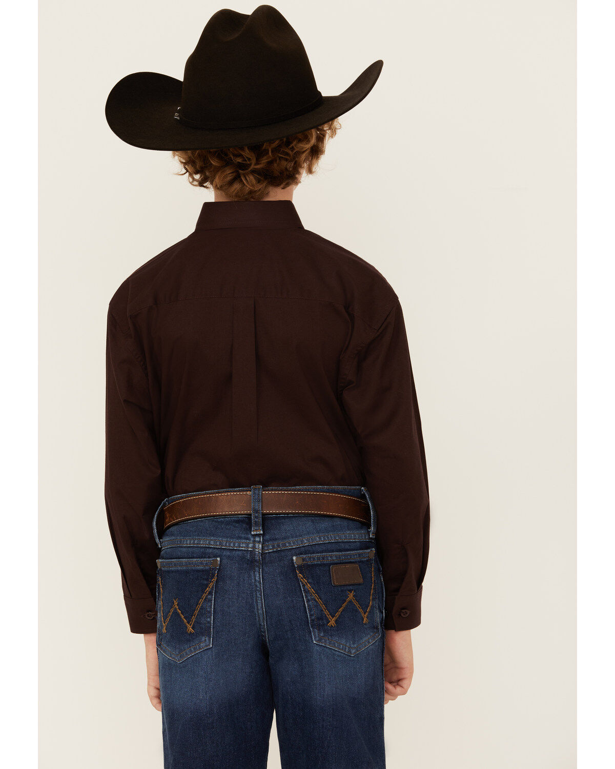 Panhandle Select Boys' Solid Long Sleeve Button-Down Stretch Western Shirt