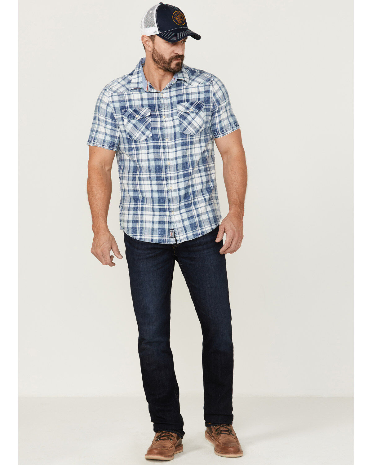 Flag & Anthem Men's Bartlett Vintage Plaid Short Sleeve Snap Western Shirt