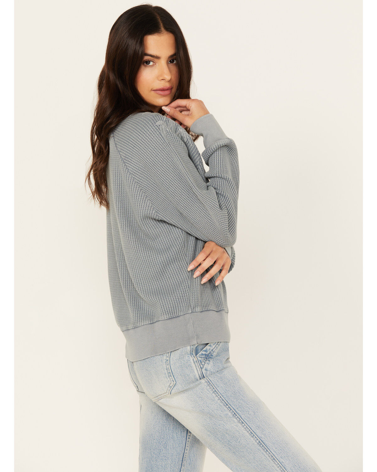 Cleo + Wolf Women's Embroidered Thermal Knit Top