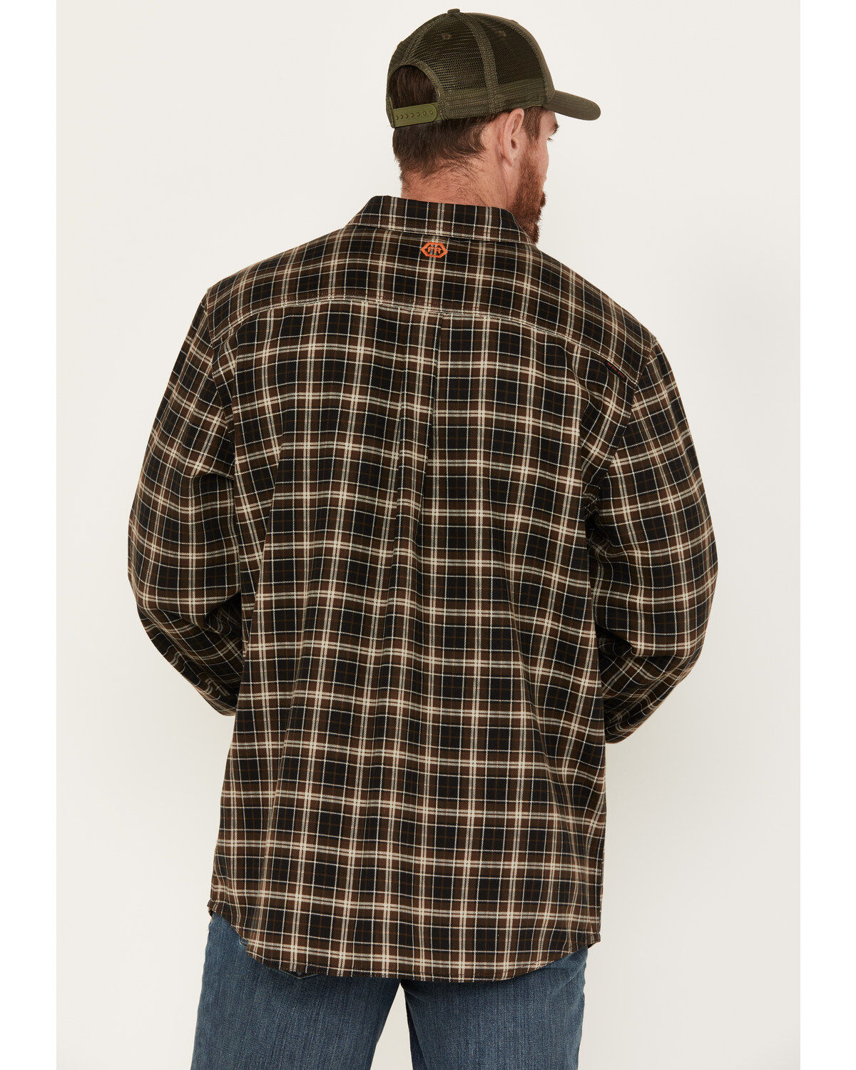 Hawx Men's FR Midweight Plaid Print Long Sleeve Button-Down Work Shirt