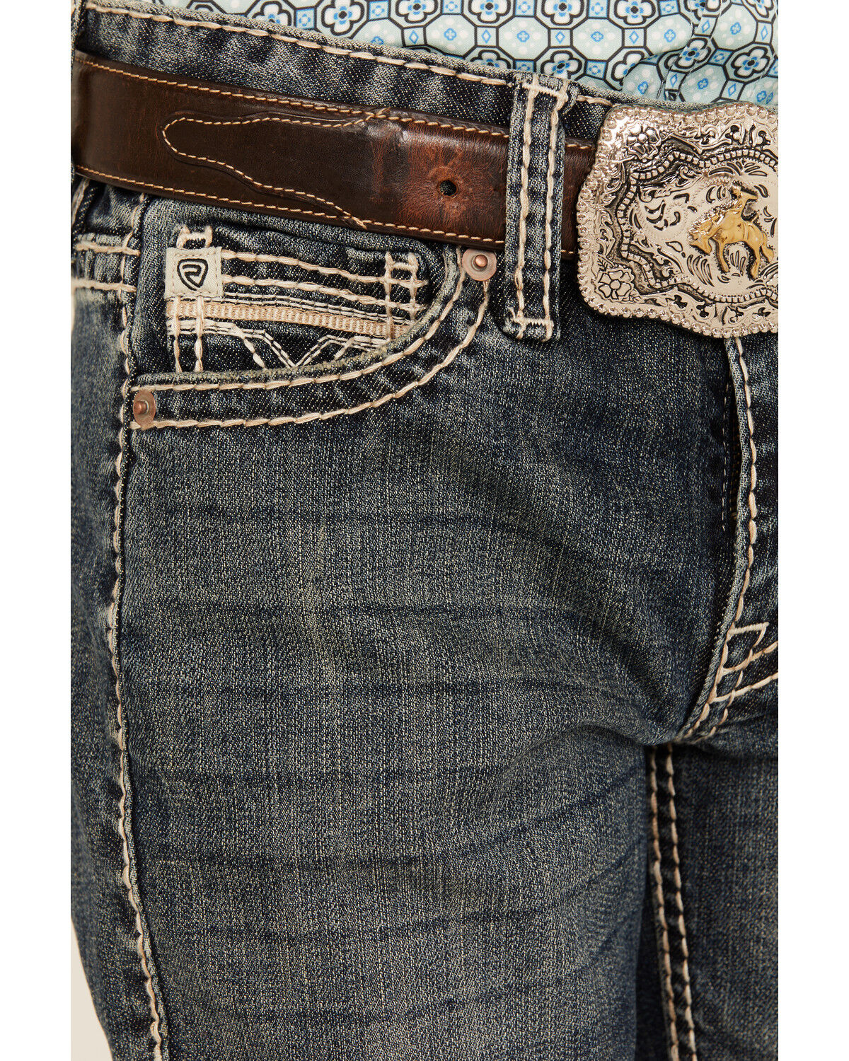 Rock & Roll Denim Boys' Dark Wash Rope Stitch Stretch Bootcut Jeans