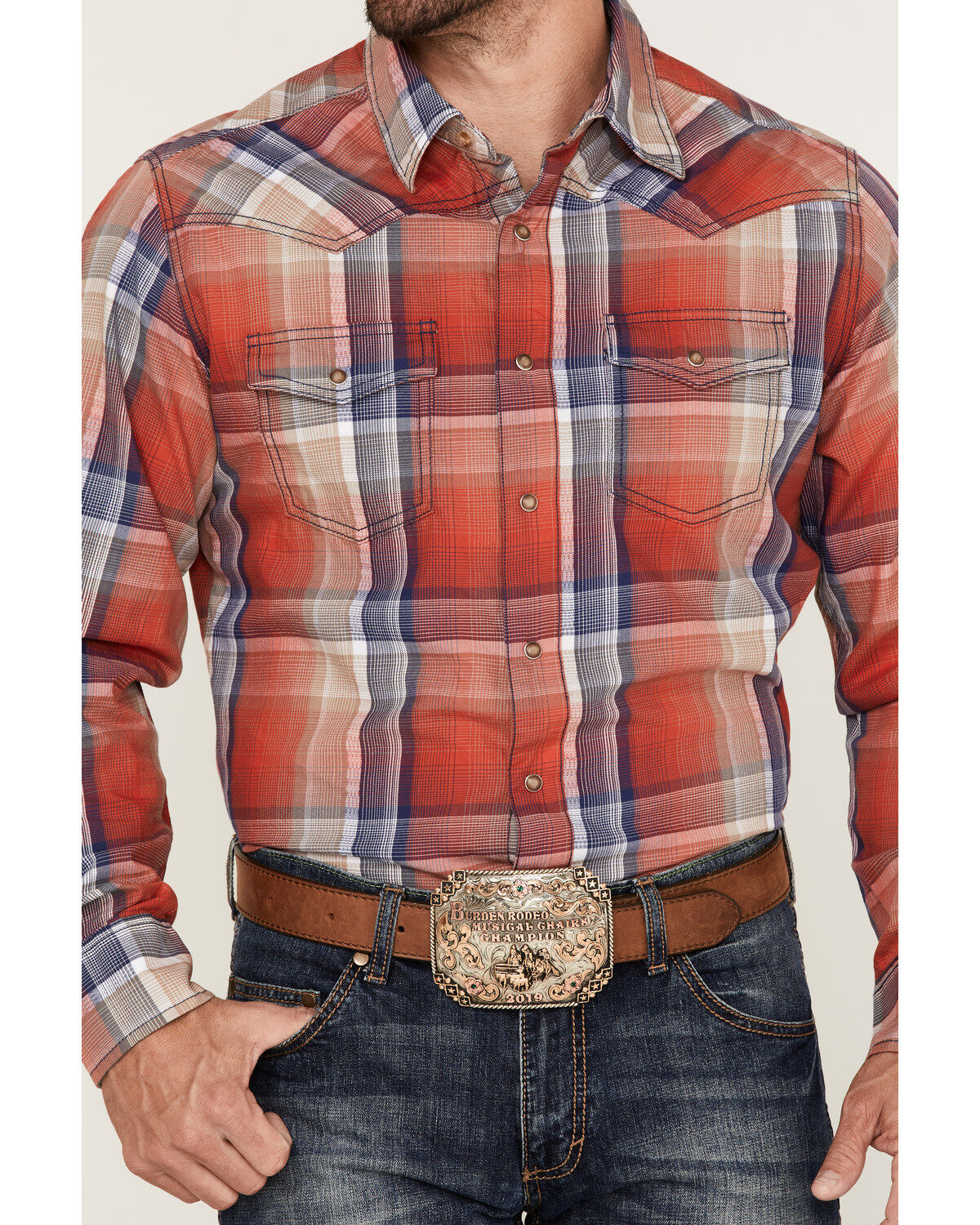 Wrangler Retro Men's Plaid Long Sleeve Snap Western Shirt