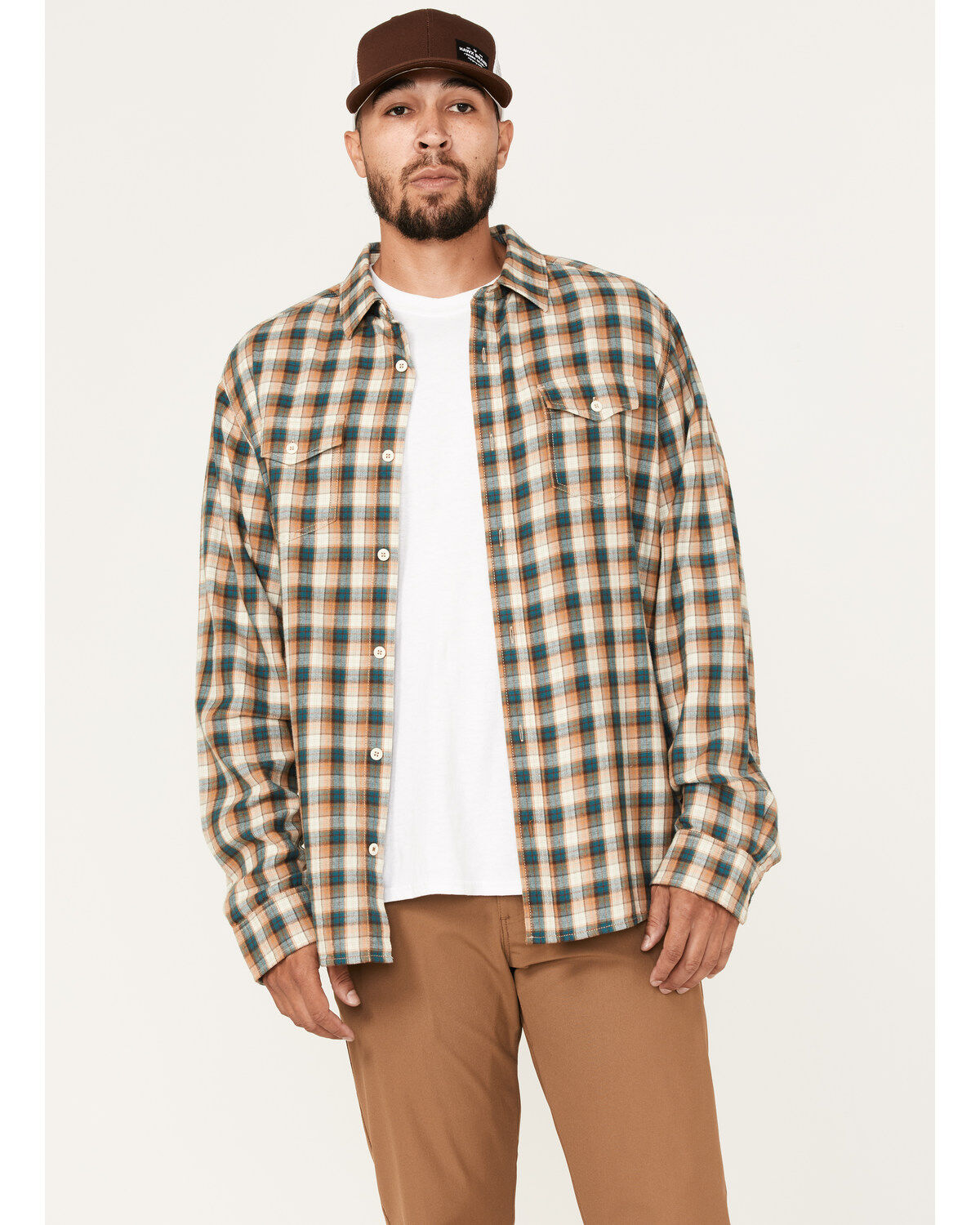 Brothers and Sons Men's Casual Plaid Print Long Sleeve Button Down Western Flannel Shirt