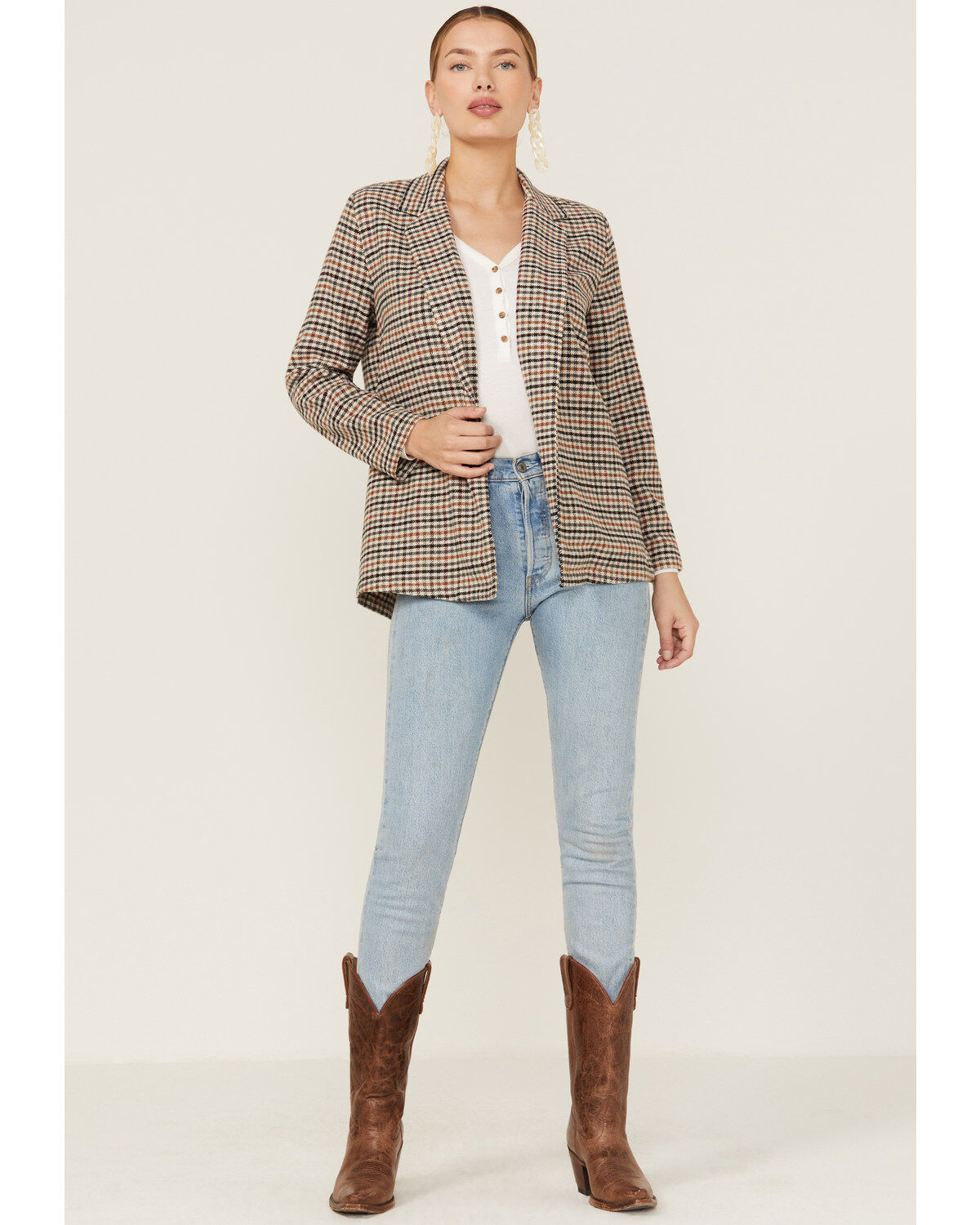 Sadie & Sage Women's Harmless Banter Plaid Print Blazer