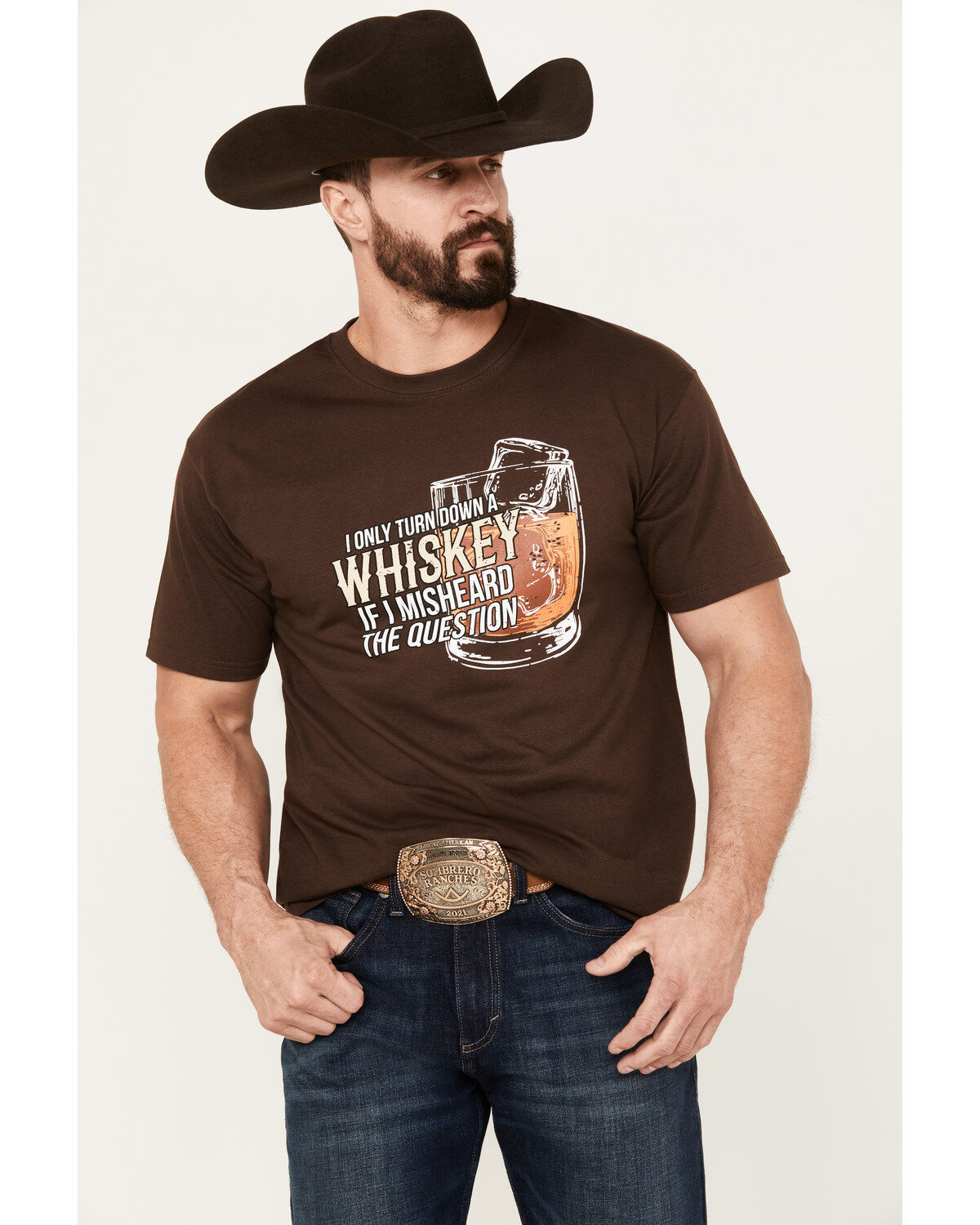 Moonshine Spirit Men's Turn Down Whiskey Short Sleeve Graphic T-Shirt