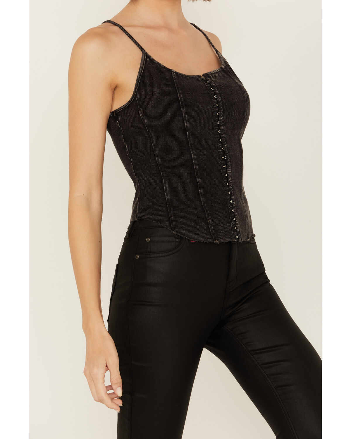 Rock & Roll Denim Women's Sleeveless Ribbed Corset Tank