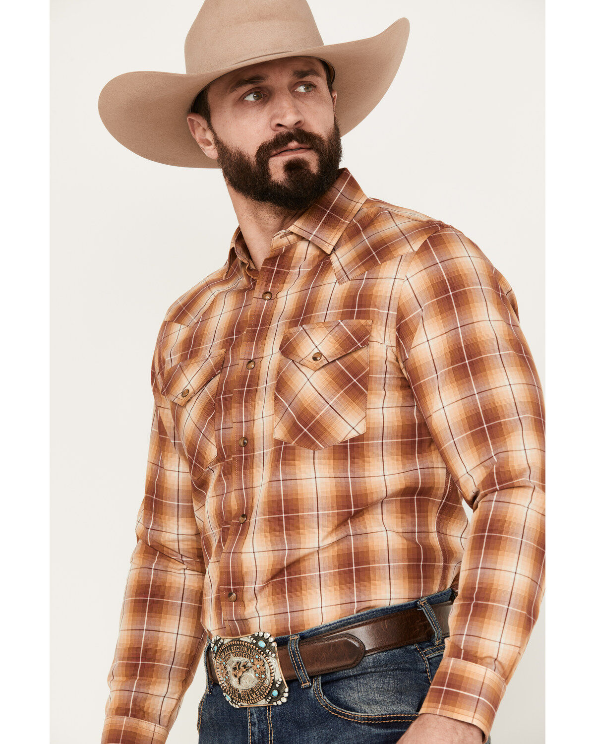 Pendleton Men's Frontier Plaid Print Long Sleeve Western Snap Shirt