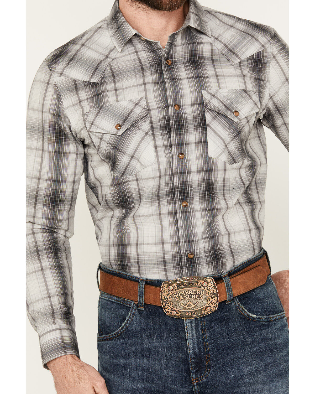 Pendleton Men's Frontier Plaid Print Long Sleeve Snap Western Shirt