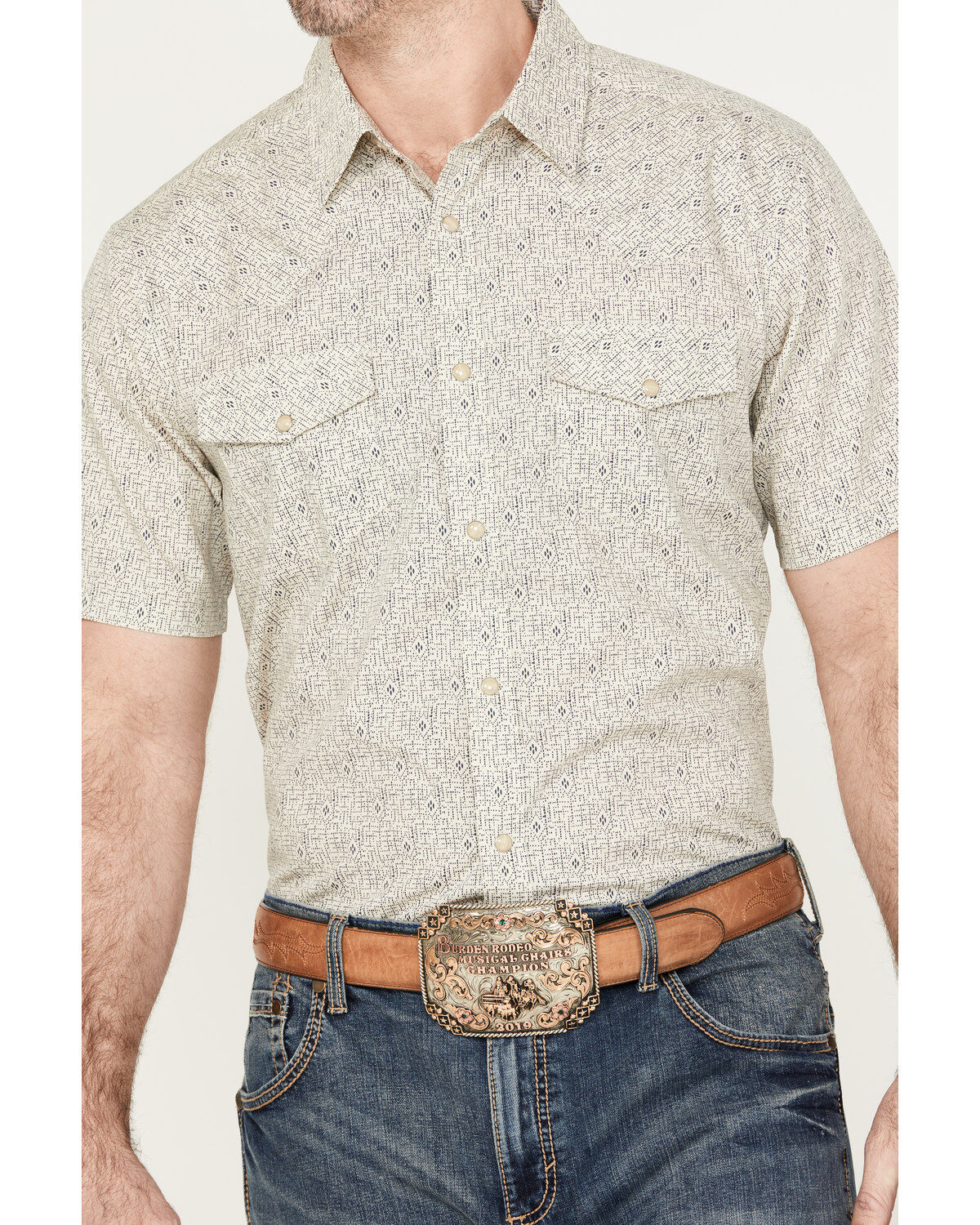 Gibson Trading Co. Men's Treasure Map Short Sleeve Western Pearl Snap Shirt