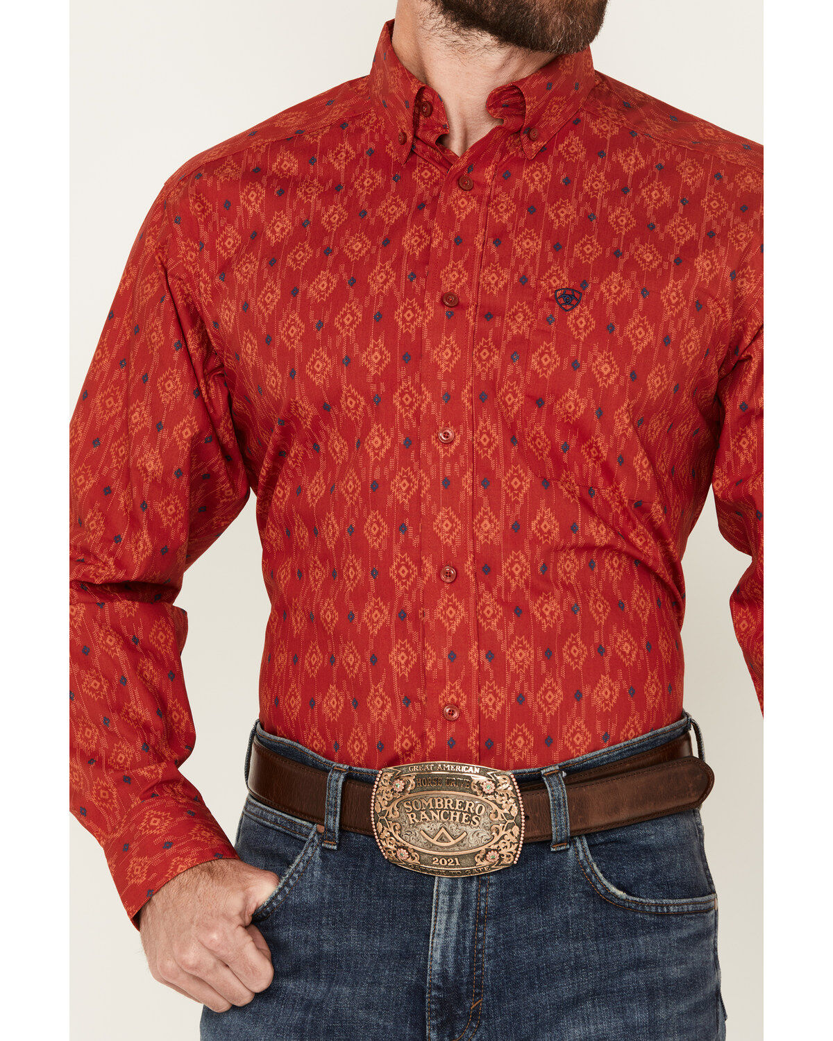 Ariat Men's Parsons Southwestern Print Long Sleeve Button-Down Western Shirt - Tall