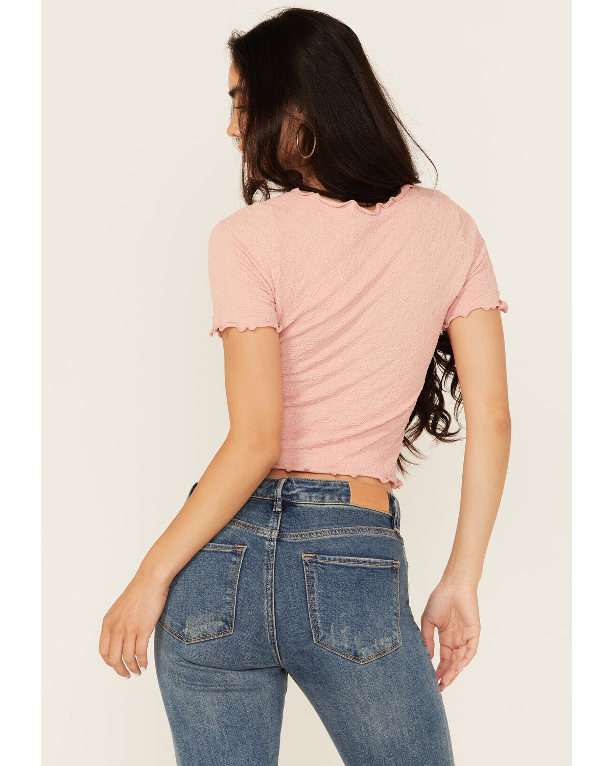 Fornia Women's Solid Lettuce Edge Short Sleeve Tee