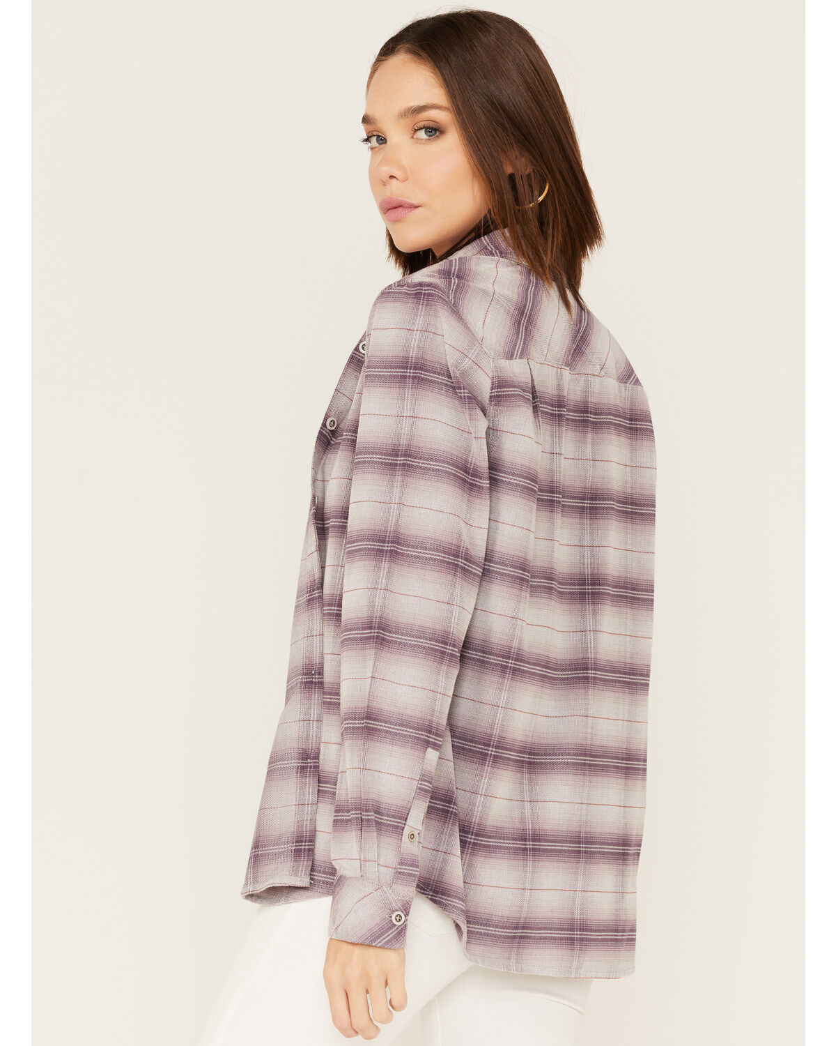 North River Women's Plaid Print Long Sleeve Button Down Boyfriend Shirt