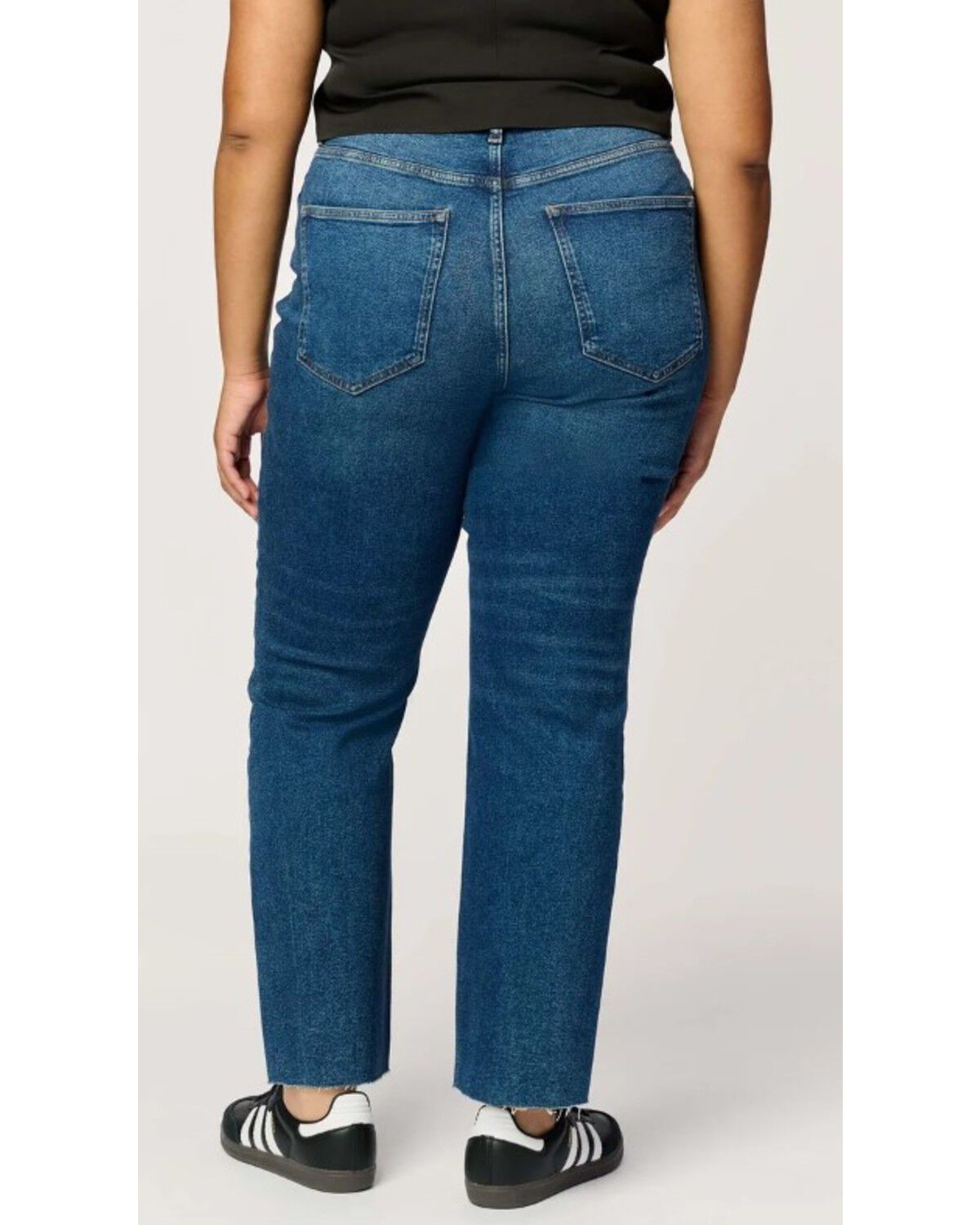 Warp + Weft Women's Ase Dark Wash High Rise Straight Stretch Denim Jeans - Plus