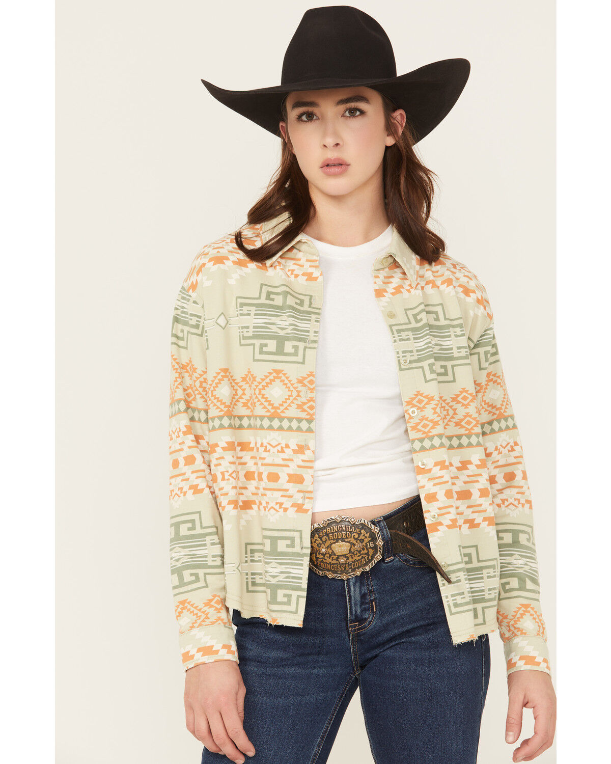 Rock & Roll Denim Women's Southwestern Print Long Sleeve Button-Down Western Shirt