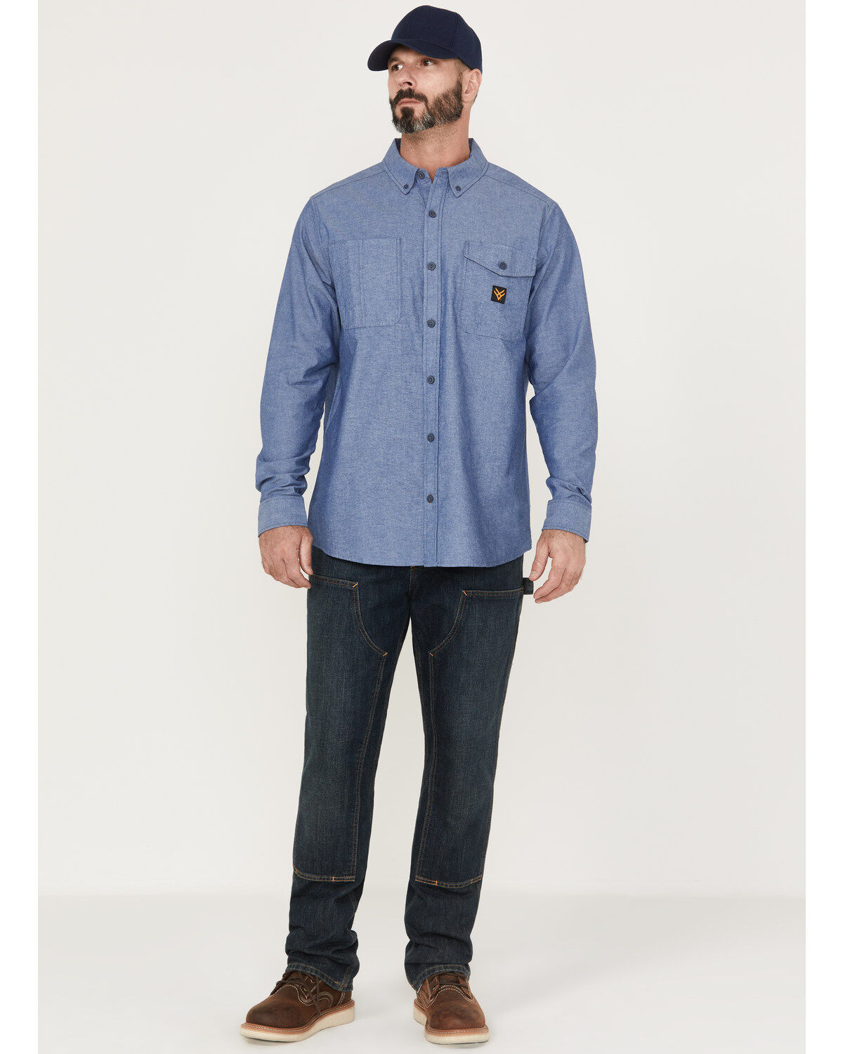 Hawx Men's Chambray Sun Protection Long Sleeve Button-Down Western Shirt - Tall