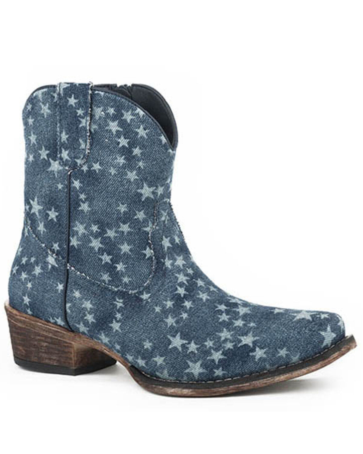 Roper Women's Stone Wash Denim Western Booties - Snip Toe