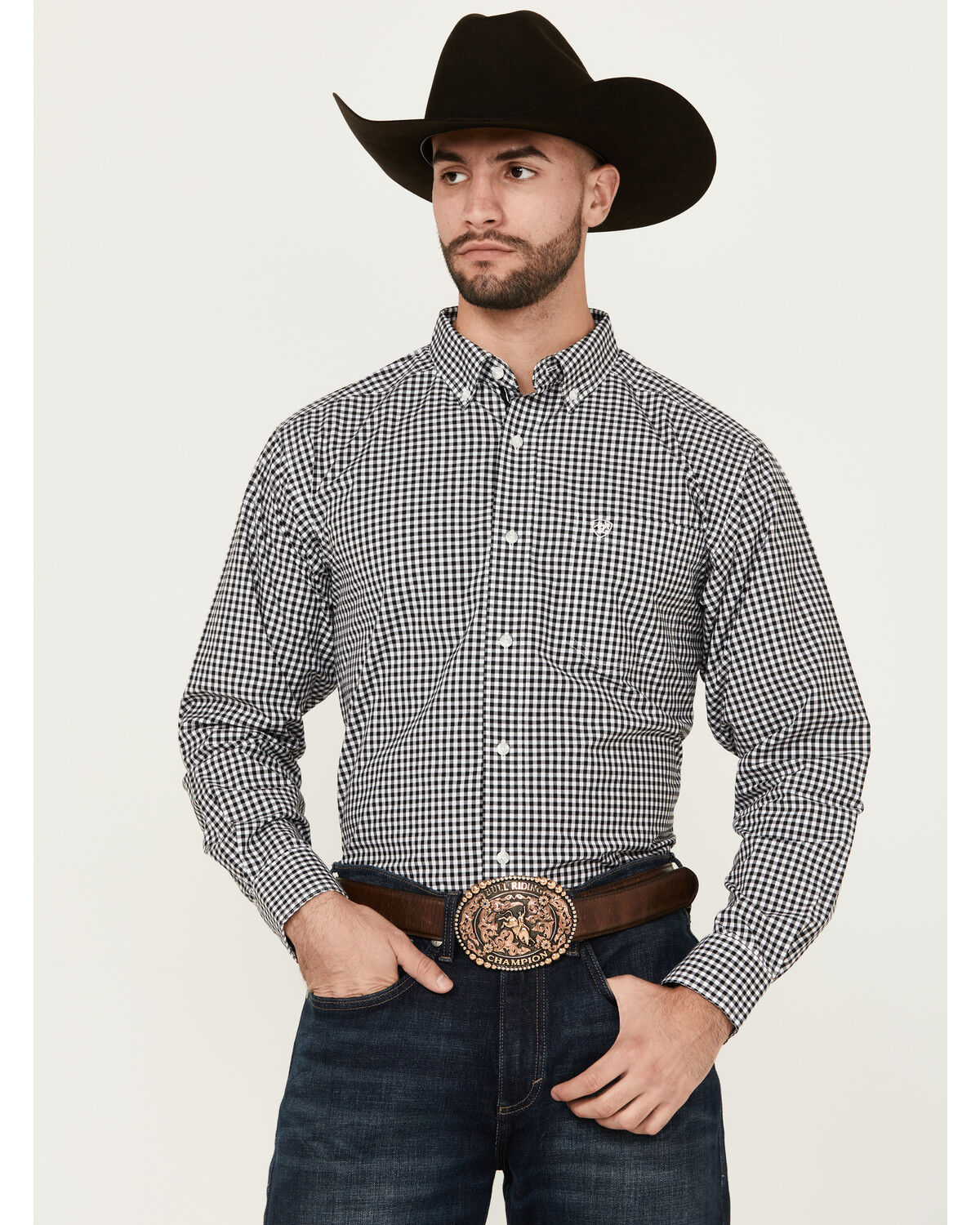 Ariat Men's Jayden Mini Checkered Print Long Sleeve Button-Down Performance Western Shirt