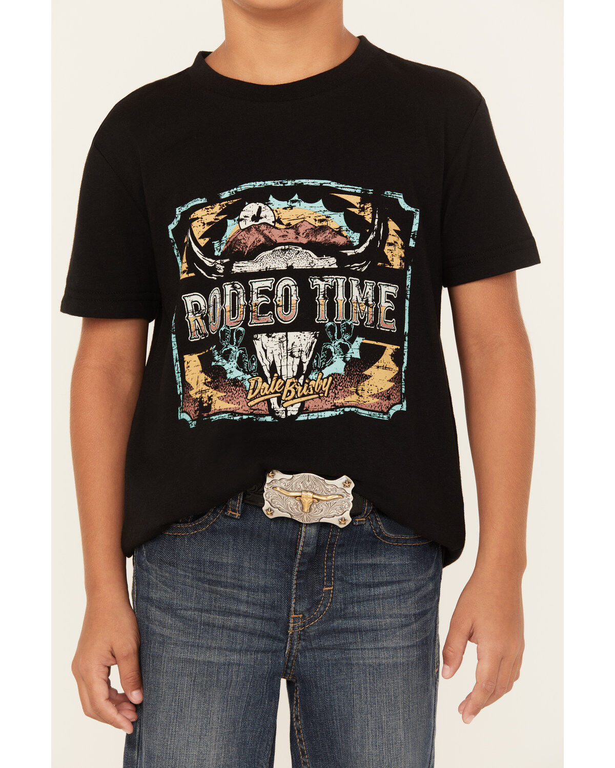 Rock & Roll Denim Boys' Dale Brisby Rodeo Time Short Sleeve Graphic T-Shirt