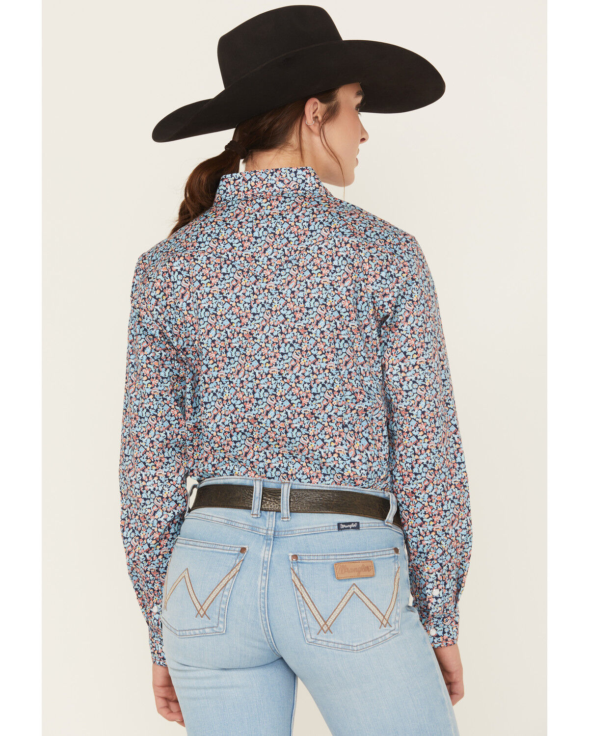 Panhandle Women's Printed Long Sleeve Pearl Snap Stretch Western Shirt