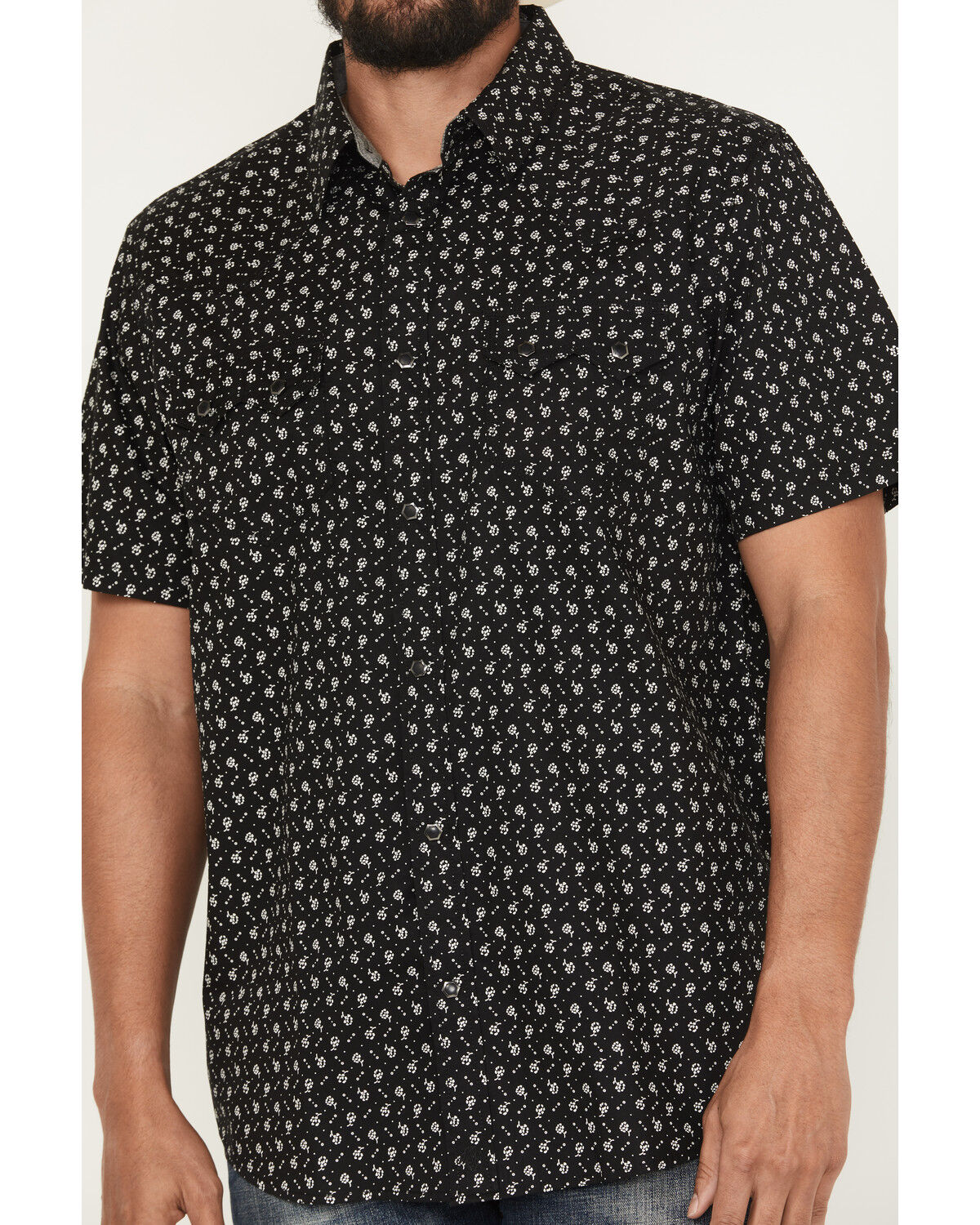 Moonshine Spirit Men's Only Road Floral Print Short Sleeve Snap Western Shirt